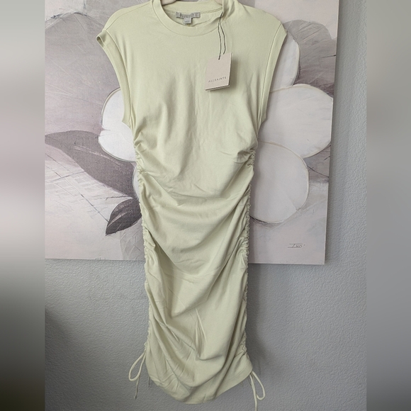 All Saints Dresses & Skirts - All Saints Jade Green Sonny Ruched Body-Con Cotton Dress Size 8 Nwt ❤️